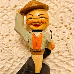 Vintage Hand Carved Italian Mechanical Wine Stoppers 1912 - 1976